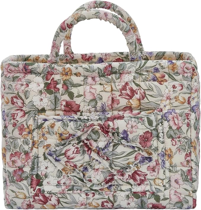 Boho Fabric Storage Basket, Large Capacity Laundry Basket, 12.2'' x 10.23'' x 10.23'' Collapsible Laundry Hamper with Easy Carry Handles (D Multi-Color 10, L)