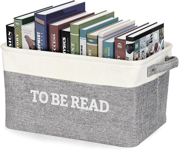 Lukeline Book Storage Basket for Book Lover Gifts, 15.5 x 11.6 x 9.4 Large Book Storage Bins, Book Accessories for Reading Lovers, To Be Read Book Storage Basket for Home Shelves Classroom