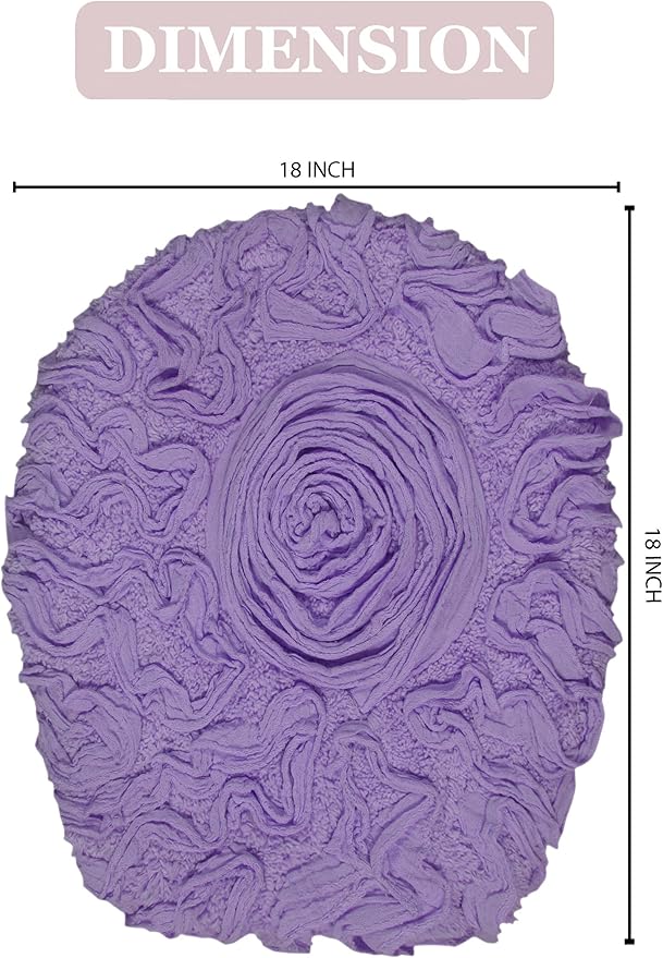 Home Weavers Bell Flower Toilet Lid Cover – 18"x18", 100% Cotton Tufted, Soft & Absorbent, Non-Slip, Machine Washable Bathroom Seat Cover, Purple