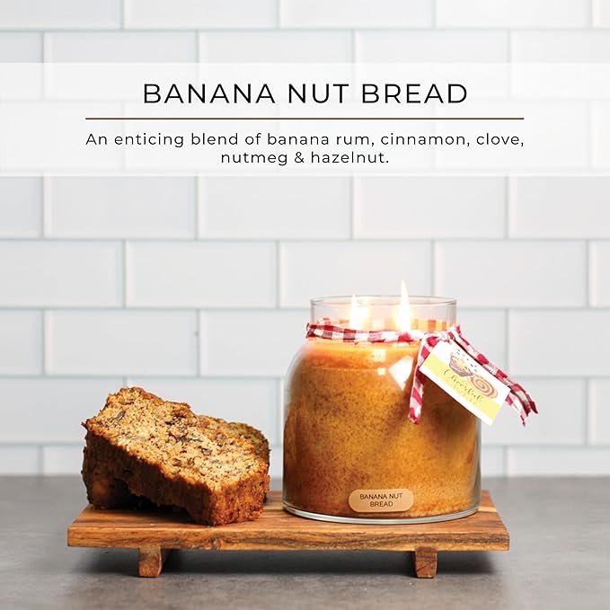 A Cheerful Giver - Banana Nut Bread - 34oz Papa Scented Candle Jar with Lid - Keepers of the Light - 155 Hours of Burn Time, Gift for Women, Brown