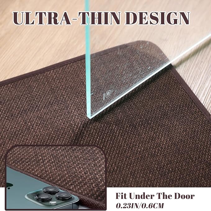 2 Pack Bathroom Rugs, Bath Mats for Bathroom Non Slip Washable, Quick Dry, Water Absorbing, Fits Under Door, Ultra Thin, Rubber Backing, Low Pile, Ideal for Shower, Sink,Coffee-24''x16''