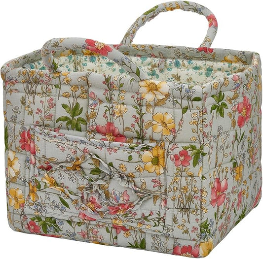 Boho Fabric Storage Basket, Large Capacity Laundry Basket, 12.2'' x 10.23'' x 10.23'' Collapsible Laundry Hamper with Easy Carry Handles (D Multi-Color 12, L)