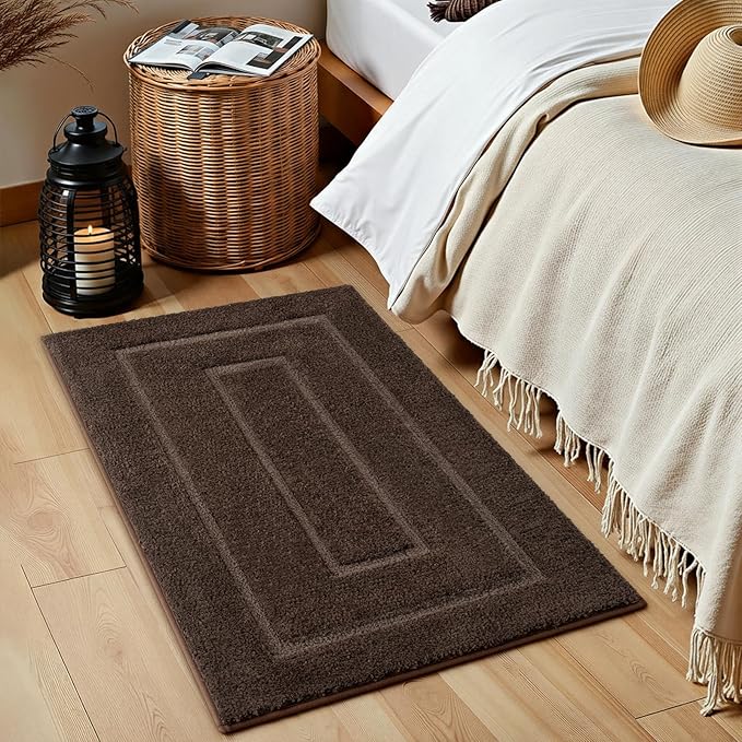 HOMORE Brown Bathroom Rug 24x36 Inch Soft Absorbent Microfiber Bathroom Runner Rug, Washable Bath Runners Rugs for Bathrooms Non Slip Bath Rugs for Shower Tub