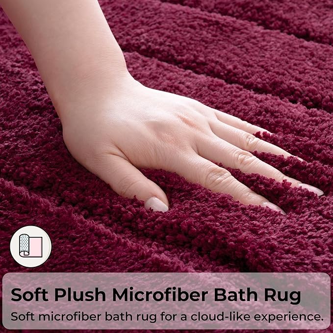 GRANNY SAYS Bathroom Rugs Non Slip, 24"x 36", Bath Rugs for Bathroom Washable, Bath Mats for Floor, Microfiber Bath Mat for Tub, Absorbent Bath Rugs for Shower Room, Strawberry Red