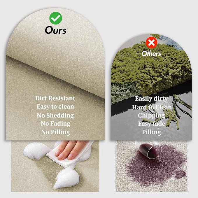 2 Piece Bathroom Mat Rugs Set - Quick Dry Absorbent Diatomaceous Earth Bath Mat Non-Slip Bathroom Floor Mat with Rubber Backing, Thin Bathroom Rugs Fit Under Door, 15.7x23.6+15.7x47.2 Inch, Beige