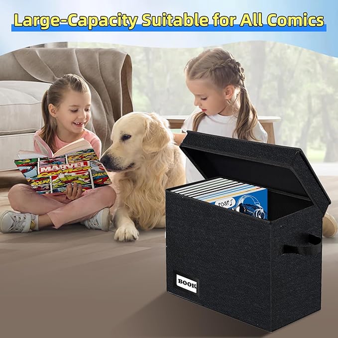 10 Pack Collection Comic Book Storage Boxes, Protector Organizer 15.8" X 7.8" X 11.8" Collapsible Short Box Holds 160-180 Comic Book Heavy Duty Bin Container Holder Shelf