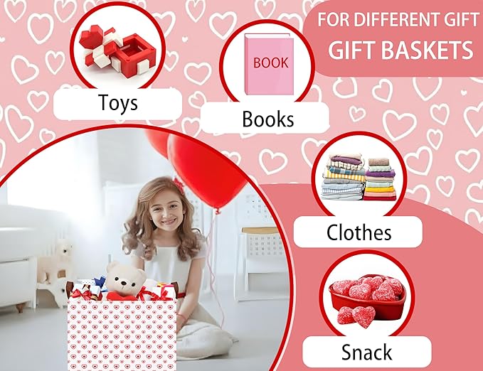 Large Valentine's Day Basket Heart Shaped Storage Bin for Gifts Collapsible Organizer Room Decor (Small Hollow Love)