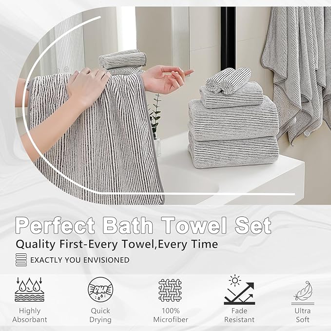4 Piece Bath Towel Set 35"x70"Oversized Bath Towel for Bathroom Ultra Soft Fluffy Extra Large Bath Sheet Luxury Premium Bathroom Towel Highly Absorbent Quick Dry Shower Towel for Hotel Spa,Brown White