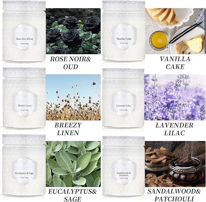 6 Pack Aromatherapy Candles for Home Scented, Gifts Sets for Women, 33 oz 240 Hour Long Lasting Natural Soy Wax Jar Candles Gifts for Women Birthday Valentine's Day