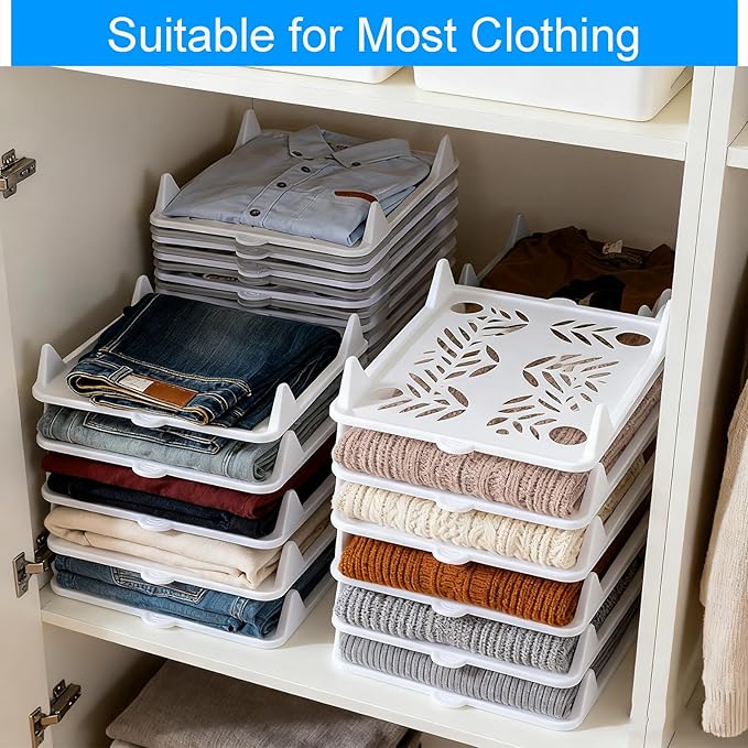 10 PCS T Shirt Organizer for Clothes Storage, Stackable Closet Organizer with Easy Access, Shirt Folder Board, Sturdy and Durable, Clothes Folder