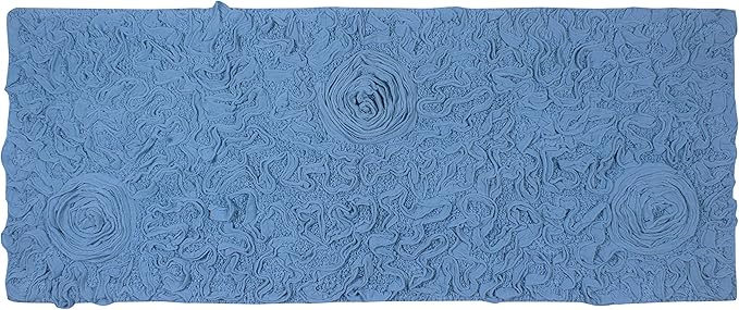 Home Weavers Bell Flower Collection 100% Cotton Tufted Bath Rugs, Extra Soft and Absorbent Bath Rugs, Non-Slip Bath Mats, Machine Washable, Bath Mats for Bathroom Floor, 21"x54" Runner, Sky Blue