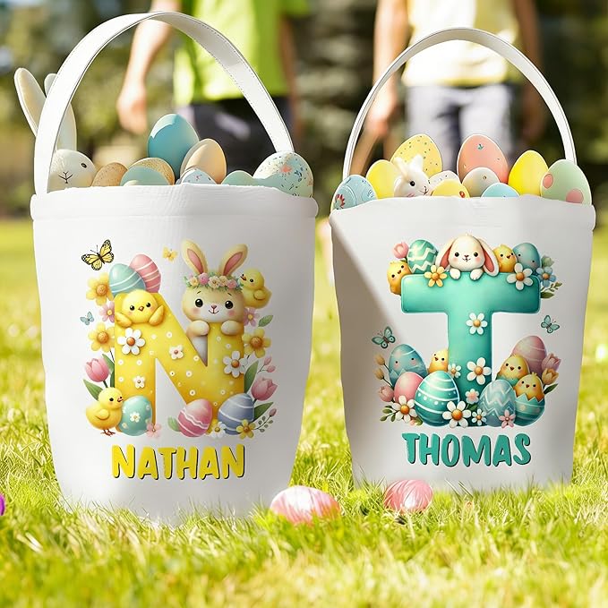 callie Personalized Easter Basket Stuffers, Custom Initial and Name on Basket Stuffers, Easter Bonus Gifts Brithday Gifts for Family Son Daughter (Cartoon Easter Basket)