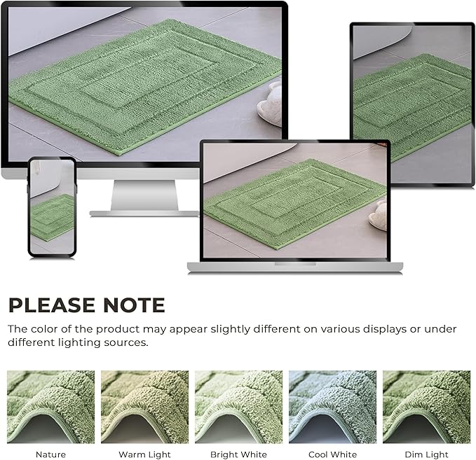 GRANNY SAYS Sage Green Bathroom Rugs Non Slip, 20" x 32", Bathroom Rugs Washable，Bath Rugs for Bath，Bath Mats for Bath Floor, Microfiber Bath Mat for Tub, Absorbent Shower Rug