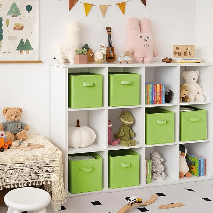 GRANNY SAYS Cube Storage Bins, 11 Inch Cube Storage Organizer, Fabric Storage Bins, Storage Cubes for Shelves, Closet, Light Green, 6-Pack
