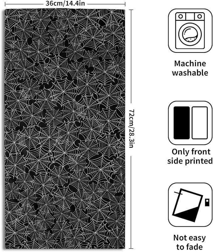 Halloween Hand Bath Towel Black White Spiderwebs Hand Towel Set of 2 Spiders Webs Fingertip Towel for Bathroom Halloween Bath Hand Towel Highly Absorbent Kitchen Towel for House Gym Hotel Yoga 14"X28"