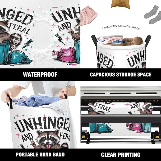 Unhinged And Feral Racoon Baby Laundry Hamper,kids laundry Basket,Waterproof Storage Bin for Bedroom,Clothes Organizer Basket,Toys Box,Room Decor