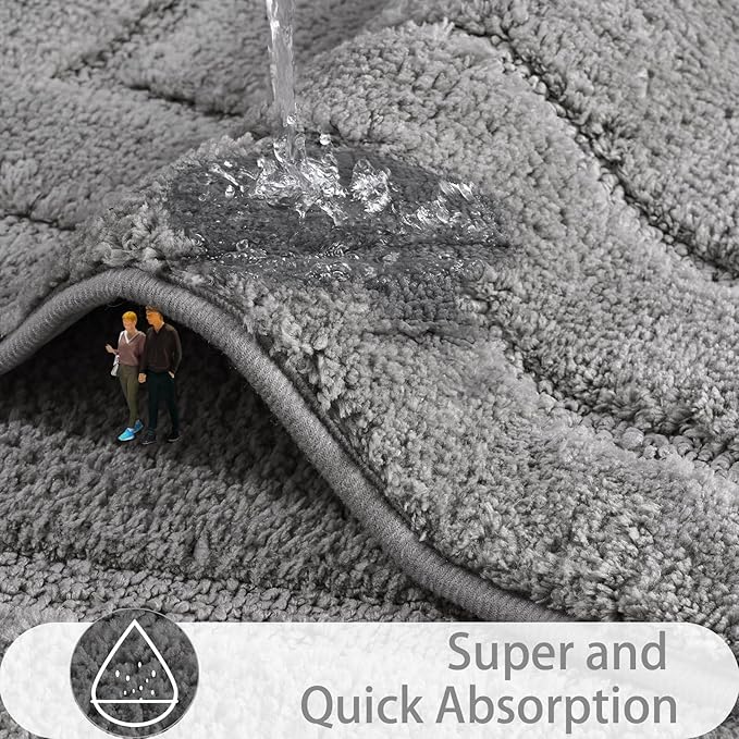 HOMORE Bathroom Runner Rugs 24x70 Non Slip Washable Long Bathroom Rug, Grey Absorbent Bath Rug Runner with TPR Backing, Soft and Thick Bath Mat for Shower Floor