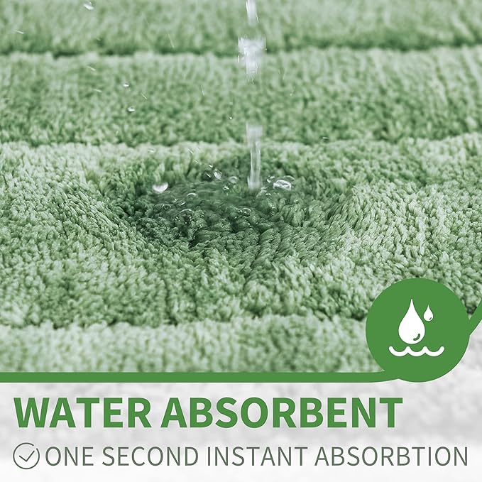 GRANNY SAYS Sage Green Bathroom Rugs Non Slip, 24" x 36", Large Bathroom Rugs Washable， Bath Rugs for Bath，Bath Mats for Bath Floor, Microfiber Bath Mat for Tub, Absorbent Shower Rug