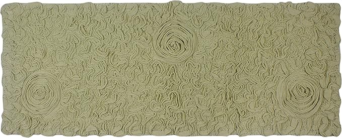 Home Weavers Bell Flower Collection 100% Cotton Tufted Bath Rugs, Extra Soft and Absorbent Bath Rugs, Non-Slip Bath Mats, Machine Washable, Bath Mats for Bathroom Floor and Tub, 21"x54" Runner, Green