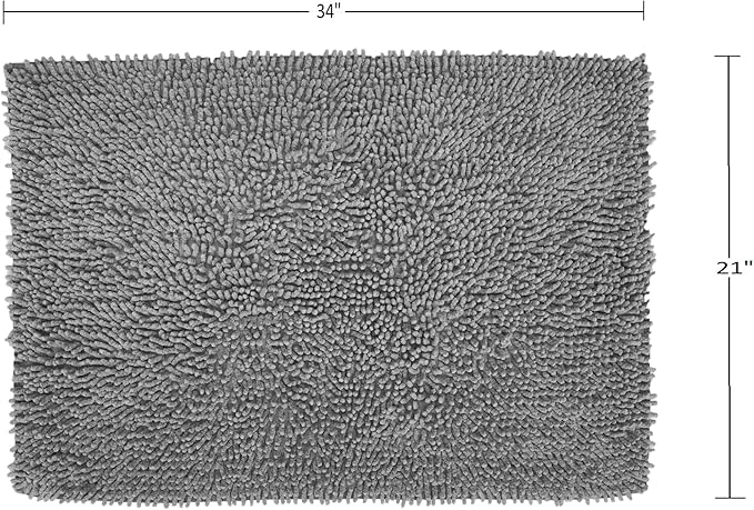 Home Weavers Fantasia Bath Rug 100% Cotton Bathroom Rugs Set, Washable Rug, Soft Cotton Extra Soft and Absorbent Bath Rug, Kitchen Mat, Bath Mat Set, Bath Floor Mat Non Slip, 21"x34" Rectangle, Gray