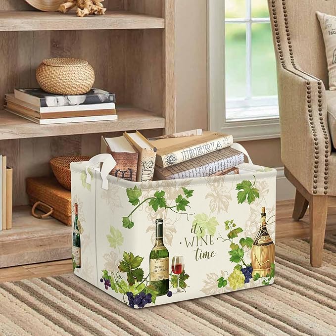 Clastyle Retro Manor Wine Storage Baskets Outdoor Camping Grape Cane Vine Kitchen Storage Bin Rectangle Gift Basket for Clothes Food Book Toy