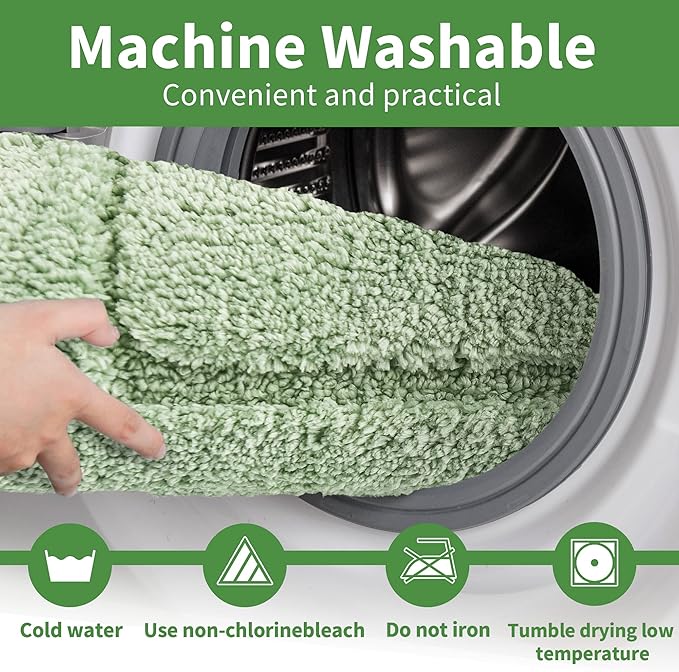 GRANNY SAYS Sage Green Bathroom Rugs Non Slip, 24" x 36", Large Bathroom Rugs Washable， Bath Rugs for Bath，Bath Mats for Bath Floor, Microfiber Bath Mat for Tub, Absorbent Shower Rug