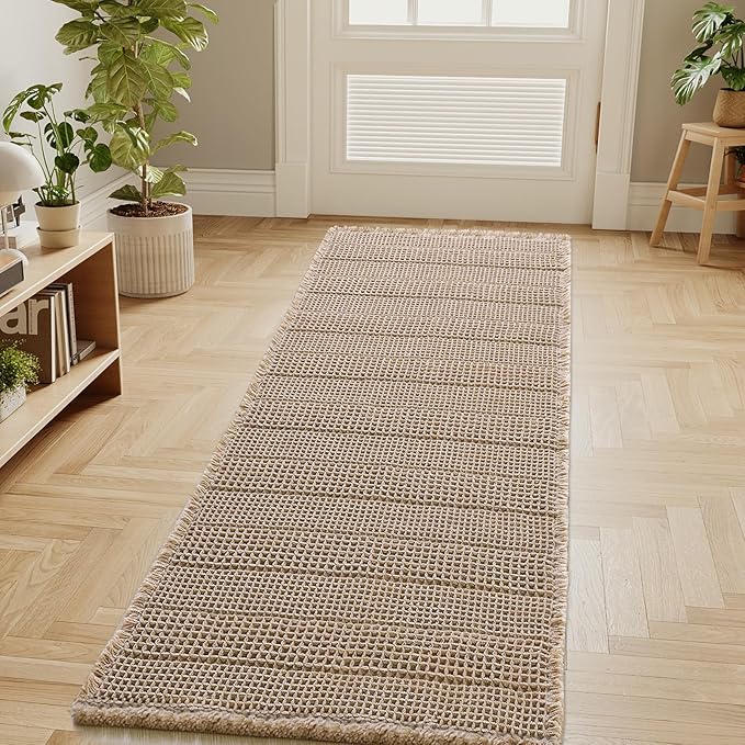 H.VERSAILTEX Waffle Bath Mat Super Absorbent Bathroom Mats Non Slip Bath Rugs Machine Washable Dry Fast Bathroom Rugs for Beside Tub, 24" x 60", Irish Cream