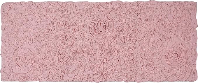 Home Weavers Bell Flower Collection 100% Cotton Tufted Bath Rugs, Extra Soft and Absorbent Bath Rugs, Non-Slip Bath Mats, Machine Washable, Bath Mats for Bathroom Floor and Tub, 21"x54" Runner, Pink