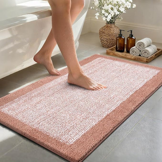 48x24 Long Bathroom Rugs Washable Non Slip, Pink Bath Mat for Bathroom Floor Tub, Soft Absorbent Quick Dry Mats for Shower, Bathtub,Home Decor