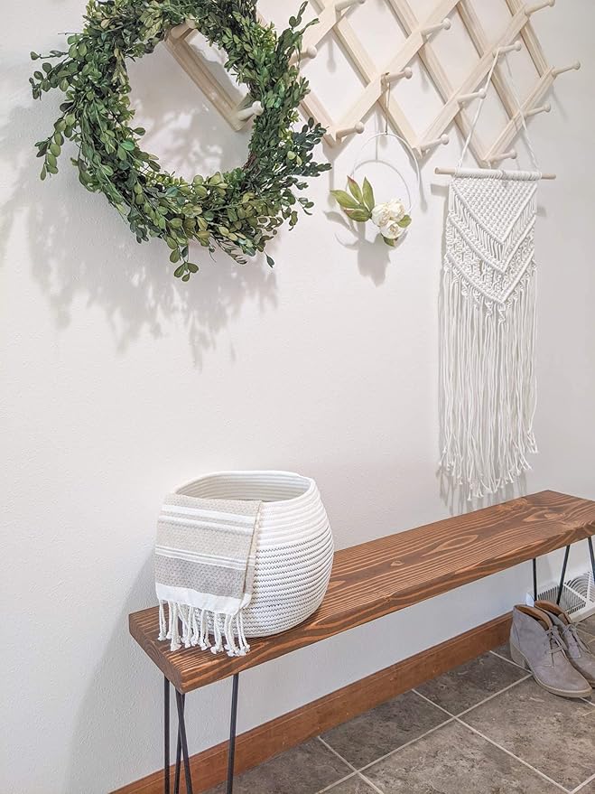 Goodpick Round Cotton Rope Storage Basket for Living Room, Bathroom, Kids' Corner & Shelves, Stores Towels, Cat Toys, Plants, White, 10"D x 8.3"H
