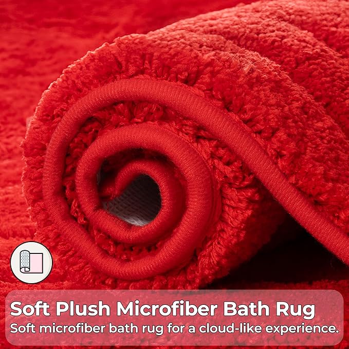 GRANNY SAYS Bathroom Rug, 16" X 24" Bath Rugs for Bathroom, Microfiber Cute Bath Mats, Washable Rug for Bath Tub, Bath Mat Non-Slip, Decorations Indoor Red