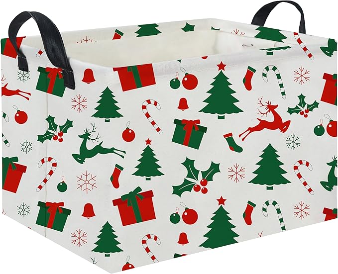 Rectangular Christmas Basket Tree Cute Christmas Gift Baskets for Families Baby Storage Bin Kids Toy Storage Bin Organizer Box Christmas Room Decor for Christmas Parties(Christmas Tree)