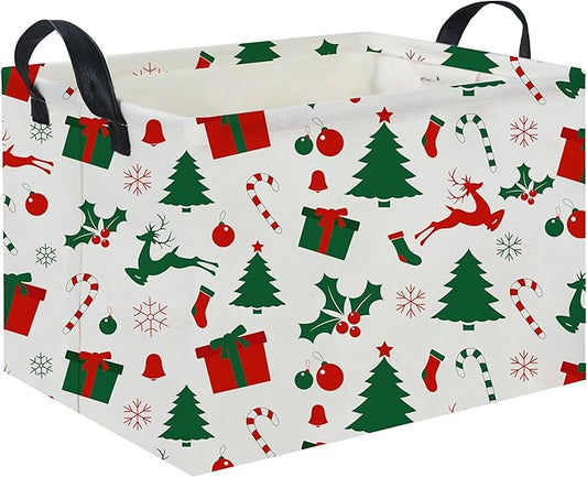 Rectangular Christmas Basket Tree Cute Christmas Gift Baskets for Families Baby Storage Bin Kids Toy Storage Bin Organizer Box Christmas Room Decor for Christmas Parties(Christmas Tree)