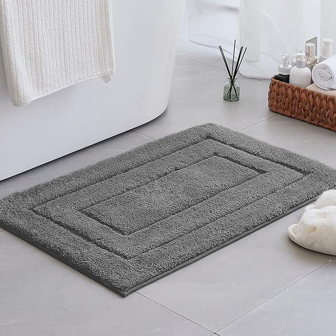 GRANNY SAYS Gray Bathroom Rugs Non Slip, Bath Mats for Bathroom, Super Soft and Water Absorbent, Microfiber Washable Bath Rugs for Bath Floor, Tub and Shower, 32" x 20", Dark Gray
