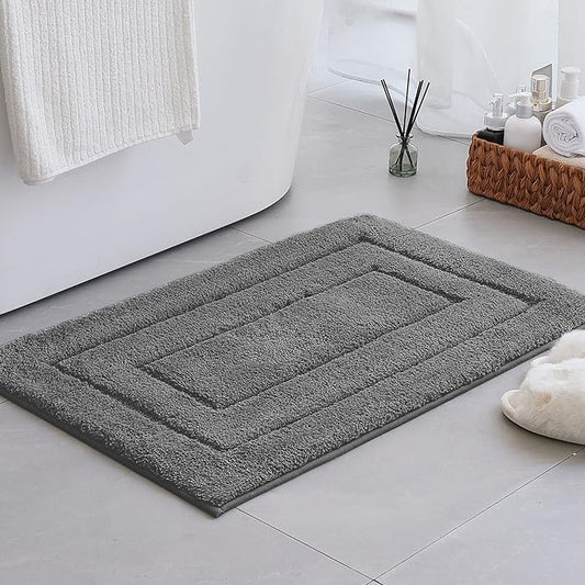 GRANNY SAYS Gray Bathroom Rugs Non Slip, Bath Mats for Bathroom, Super Soft and Water Absorbent, Microfiber Washable Bath Rugs for Bath Floor, Tub and Shower, 32" x 20", Dark Gray
