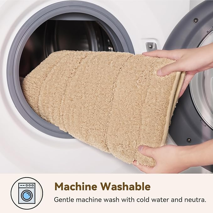 GRANNY SAYS Bathroom Rugs Non Slip, 20" x 32", Bath Rugs for Bathroom Washable, Bath Mats for Bath Floor, Microfiber Bath Mat for Tub, Absorbent Bath Rugs for Bath, Khaki