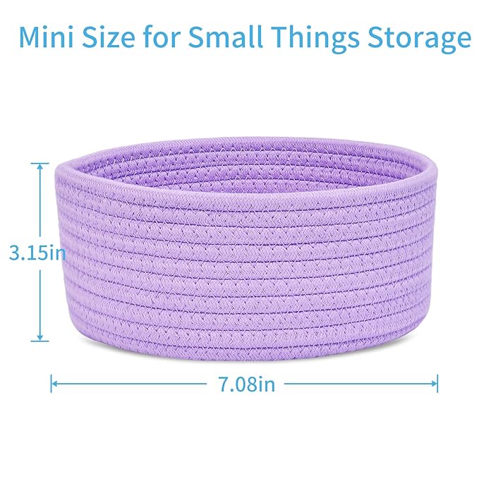 ABenkle 2 Pack Small Baskets, Cotton Rope Woven Basket, Cute Mini Tiny Storage Baskets, Decorative Boho Basket for Nursery Living Room Bedroom Shelf, Empty Gift Basket