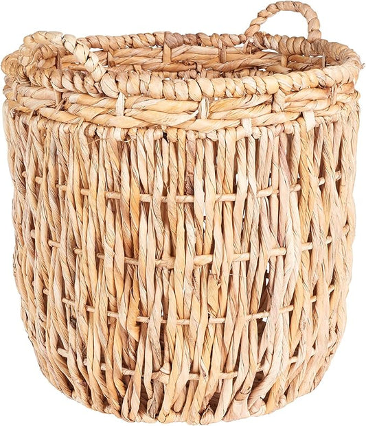 Household Essentials Brown Tall Round Wicker Storage Basket 19'' x 25''