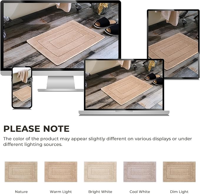 GRANNY SAYS Bathroom Rug Mat, Bath Mats for Bathroom Non-Slip, 24" x 48", Super Soft and Water Absorbent, Microfiber Bath Rugs, Machine Wash Dry, Large Bath Rugs for Bath Floor, Khaki