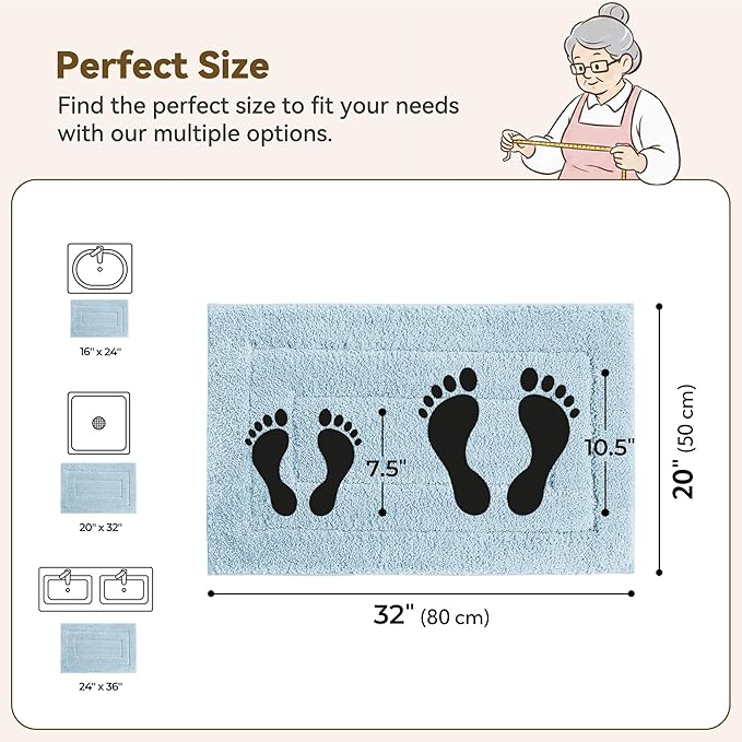 GRANNY SAYS Bathroom Rugs Non Slip, 20" x 32", Bath Rugs for Bathroom Washable, Bath Mats for Floor, Microfiber Bath Mat for Tub, Absorbent Bath Rugs for Shower Room, Pearl White