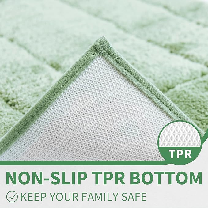 GRANNY SAYS Sage Green Bathroom Rugs Non Slip, 16" x 24", Small Bathroom Rug Washable，Bath Rugs for Shower Room，Bath Mats for Floor, Microfiber Bath Mat for Tub, Absorbent Shower Rug