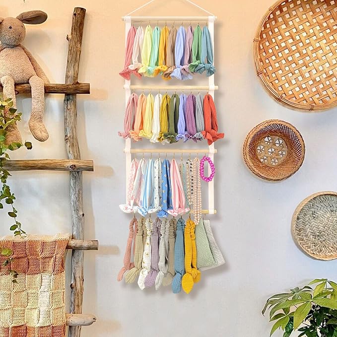 POVETIRE Headband Holder Head Bands Organizer for Girls, Baby Headbands Hair Accessories Organizer Storage Wall Hanging Decor for Nursery Toddler Girls Room