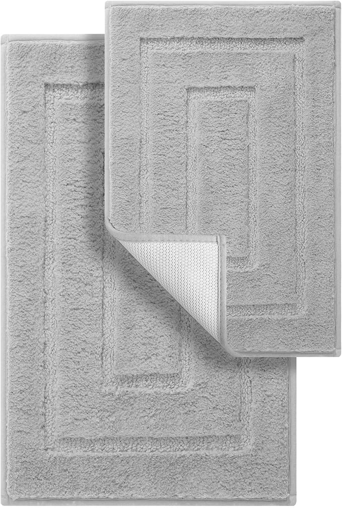 GRANNY SAYS Bathroom Rugs Sets 2 Piece,Soft Bath Mats for Bathroom, Bath Rugs Non Slip Washable, Absorbent Bath Rug for Tub, Shower and Toilet (Gray, 20" x 32" + 16" x 24")