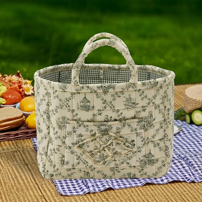 Boho Fabric Storage Basket, Large Capacity Laundry Basket, 12.2'' x 10.23'' x 10.23'' Collapsible Laundry Hamper with Easy Carry Handles (B Multi-Color 3, L)