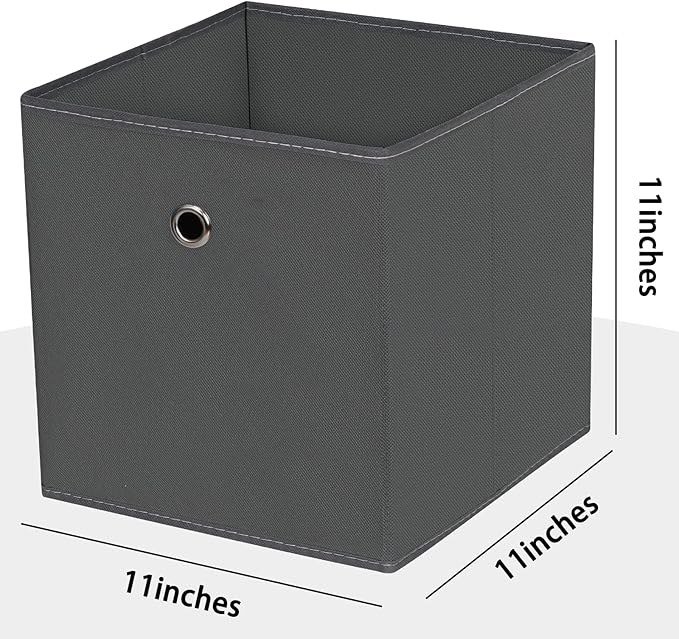 Foldable Storage Cubes Bins ,11 Inch Cloth Storage Cube Fabric Storage Box Cubes Organizer Baskets with Handles for Home Organizer Set of 10 (Grey)