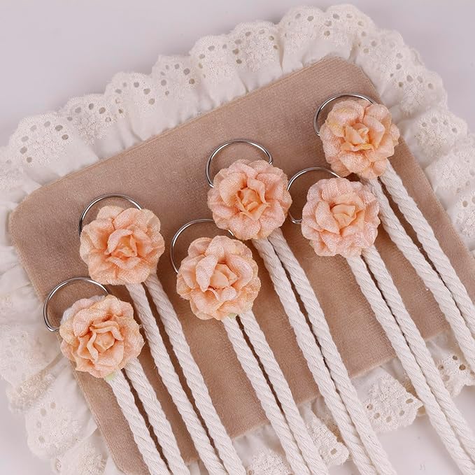 cherrboll Flower Hair Bow Organizer for Baby Girls, 6PCS Floral Hair Clips Holder Headband Hair Accessories Wall Hanging Organizers Storage for Toddler Room Nursery Decor