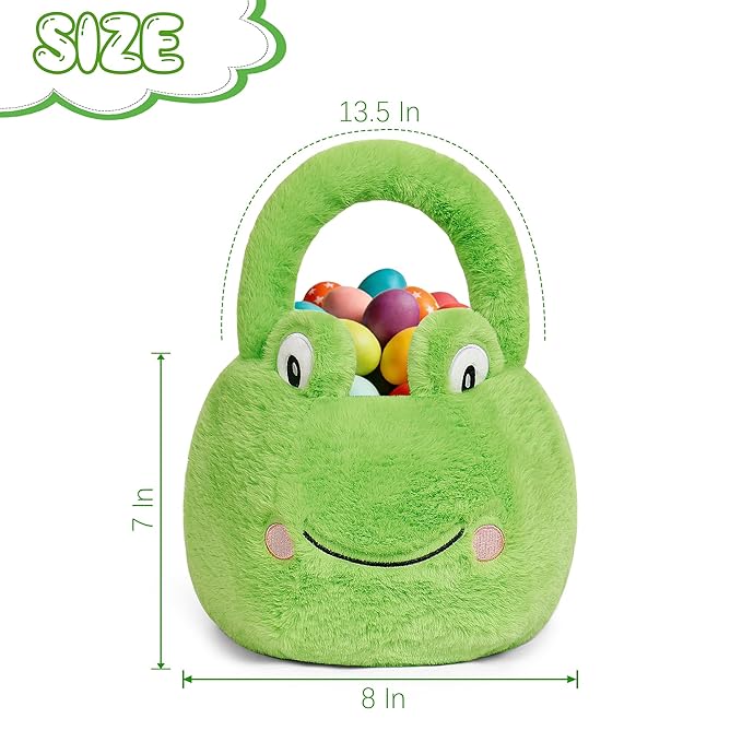Easter Basket, Easter Baskets for Kids, Frog Baskets with Handle for Gifts Empty, Bunny Egg Hunting, Basket Stuffers Essentials