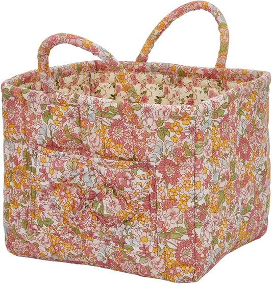 Boho Fabric Storage Basket, Large Capacity Laundry Basket, 12.2'' x 10.23'' x 10.23'' Collapsible Laundry Hamper with Easy Carry Handles (C Multi-Color 3, L)
