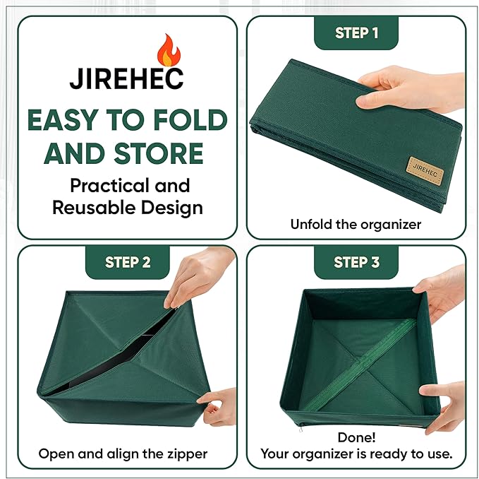 Clothes Drawer Organizer - Set of 6 Foldable Drawer Organizers bins for Dresser, Underwear, Socks & Baby Clothes Storage,Green