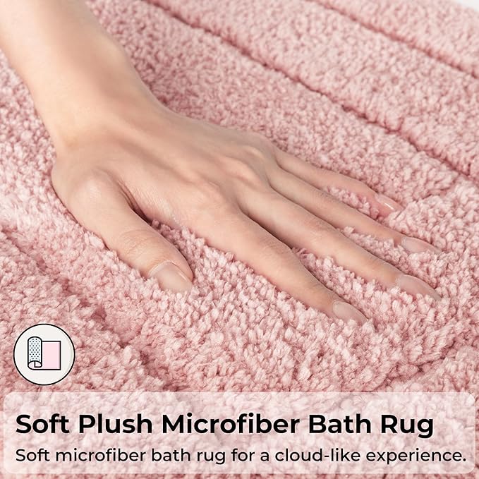 GRANNY SAYS Bathroom Rugs Sets 2 Piece,Soft Bath Mats for Bathroom, Bath Rugs Non Slip Washable, Absorbent Bath Rug for Tub, Shower & Toilet, Bath Mat Set, Pink 20" x 32" + 16" x 24"